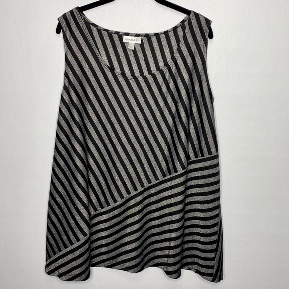 Fashion Bug Tops - Fashion Bug Black and Silver Striped Tank 3x